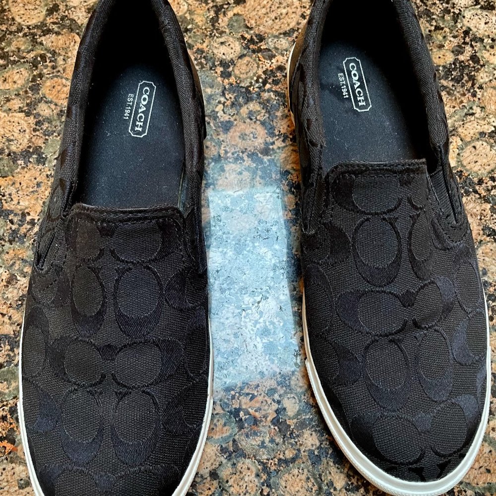 Coach Alegra Black Slip-on 'C' Logo Sneakers - Size 10 - Next-to-New Condition